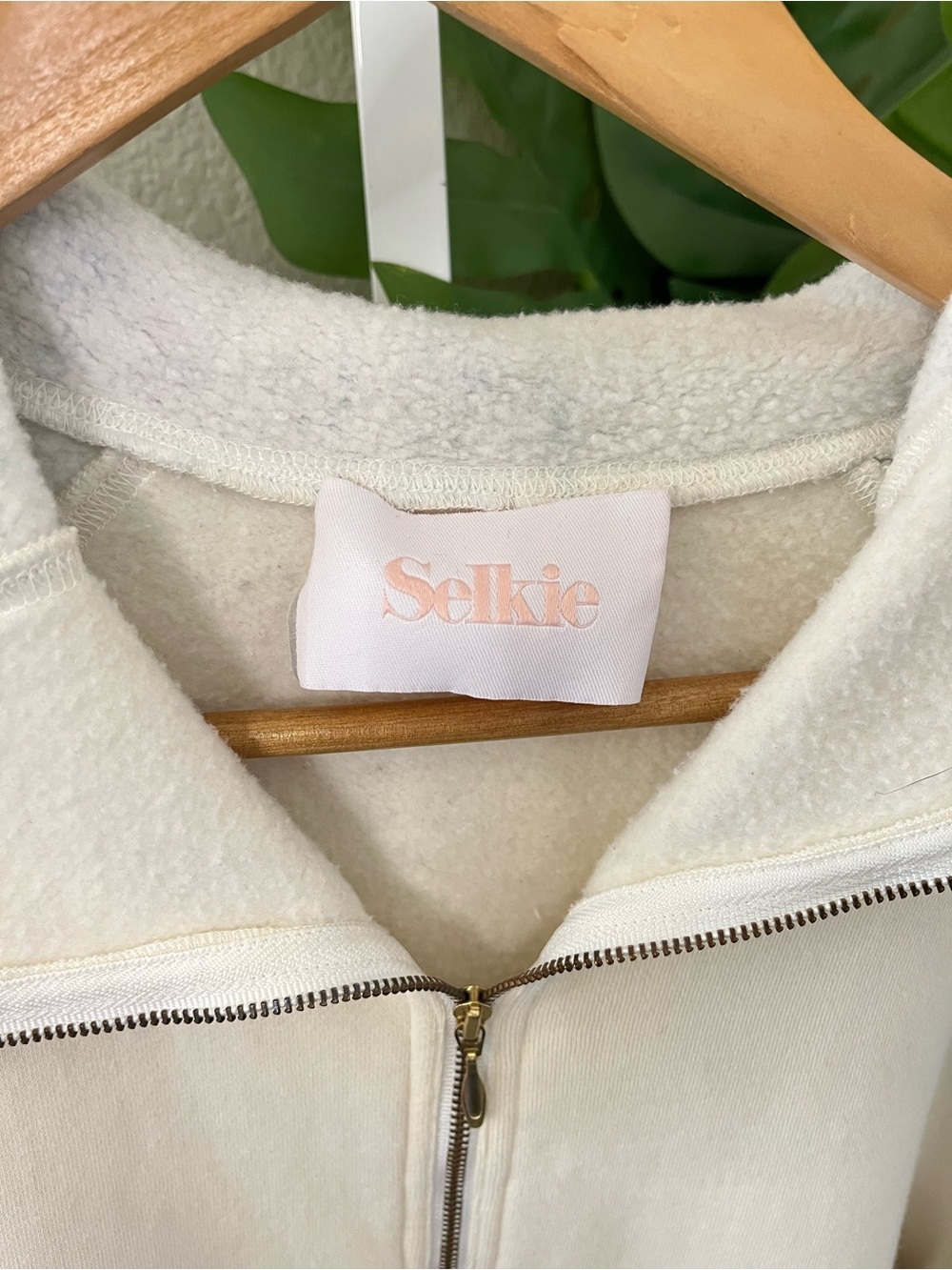🌸 Selkie Floral Sleeve Zip Up Hoodie Cream Cottagecore Sherpa Lined Size M - Picture 3 of 7